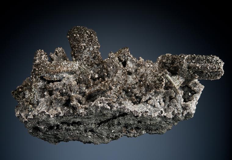 SMITHSONITE on TENNANTITE after CHALCOCITE (repaired)